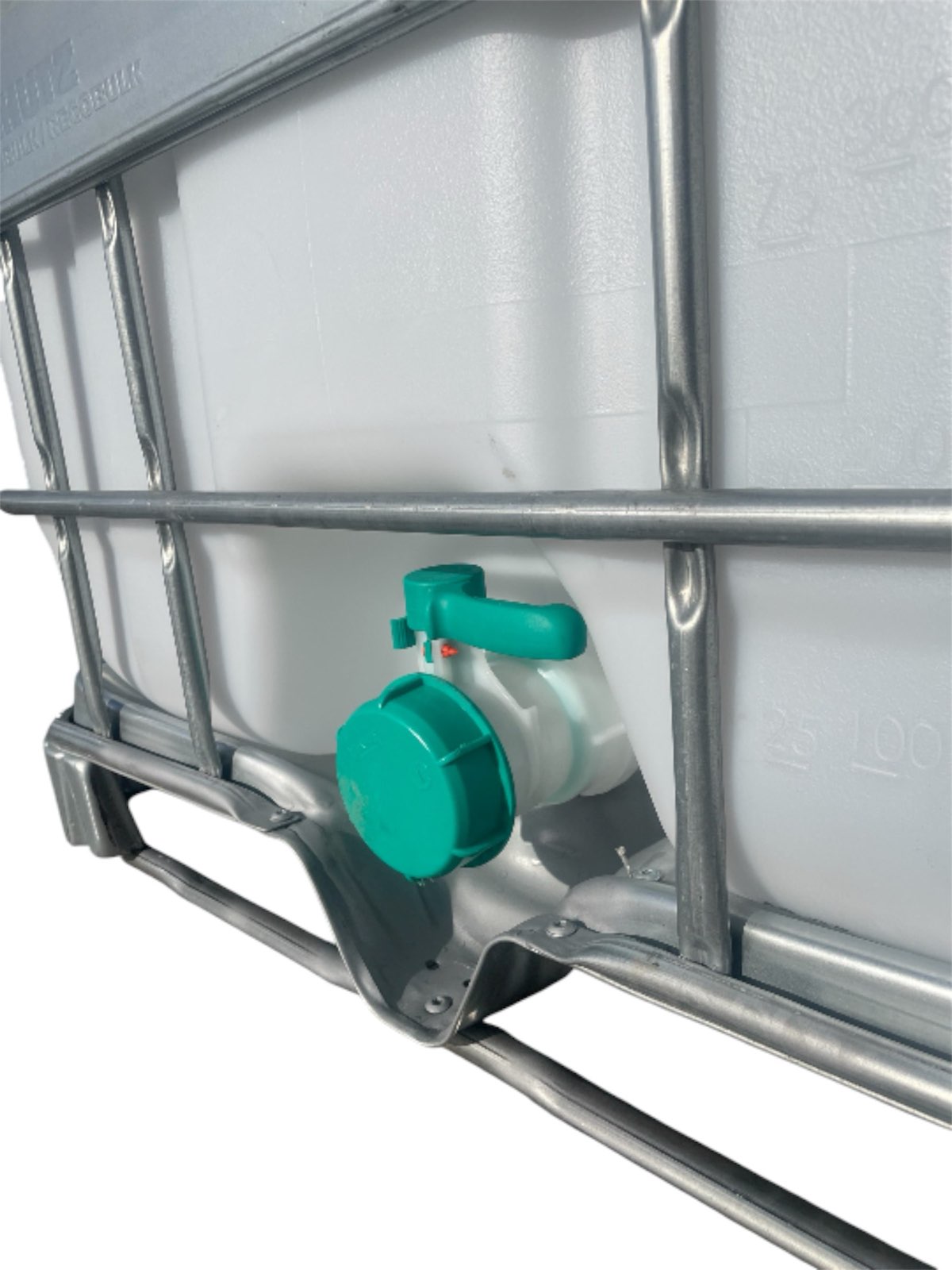 Kontener IBC 1000L - RECO (pokrywa 225mm i zawór 3") - NA PALECIE METALOWEJ - obrazek 5